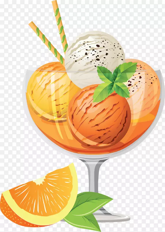 冰淇淋锥圣代鸡尾酒-水果冰淇淋PNG图像