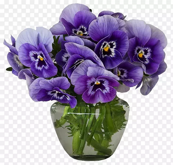 紫罗兰花瓶花束剪贴画