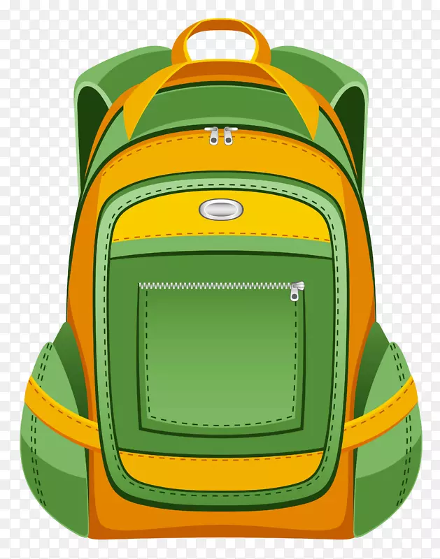 背包剪贴画-绿色和黄色背包PNG剪贴画