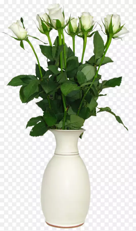玫瑰花花瓶夹艺术-花瓶图片中透明的白玫瑰
