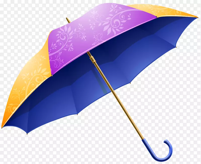 雨伞剪贴画-紫色黄色伞PNG剪贴画