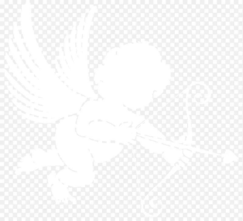 黑白纺织品图案-丘比特轮廓透明PNG图像