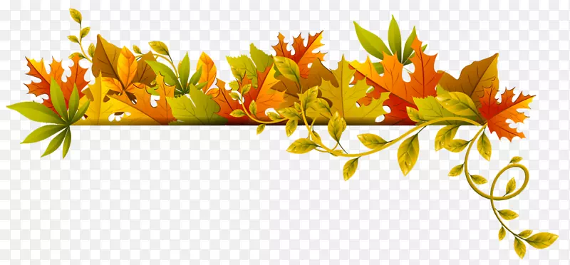 秋叶彩色剪贴画-秋季装饰透明图片