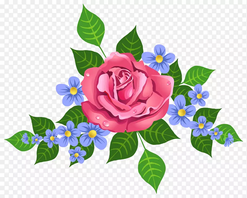 粉红色玫瑰装饰元素PNG图像