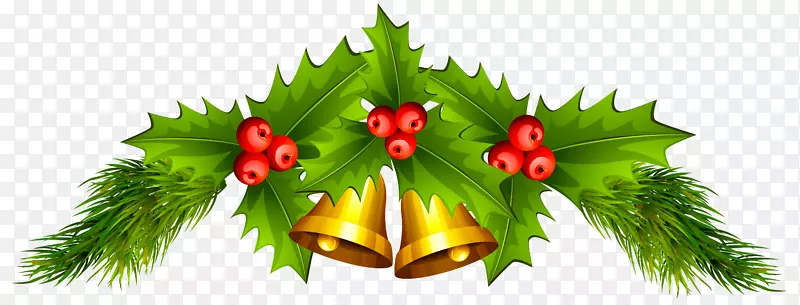 圣诞装饰品圣诞老人叮当铃铛剪贴画-圣诞铃铛PNG剪贴画图片