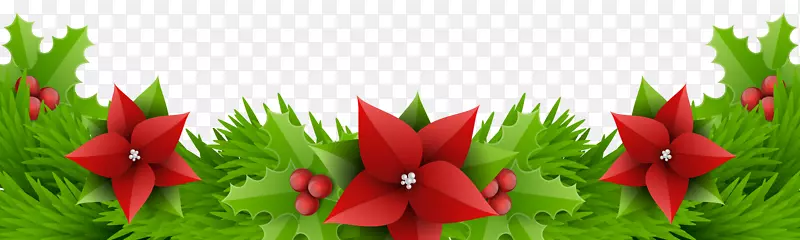 花卉设计紫红色颠茄切花-圣诞边框装饰透明PNG剪贴画图像