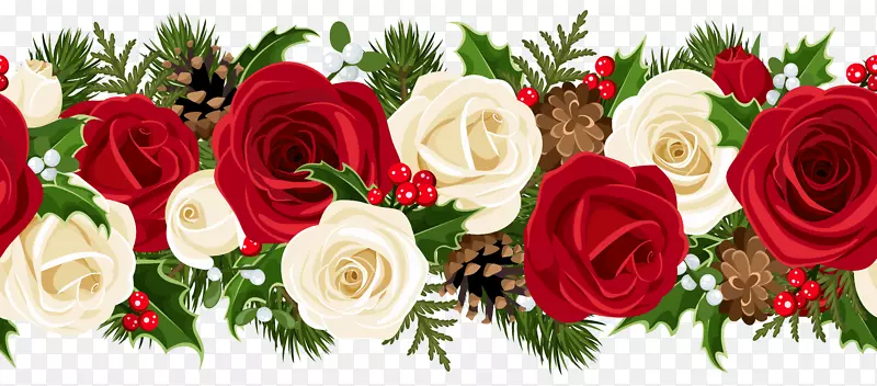 玫瑰圣诞插花艺术-圣诞玫瑰花环