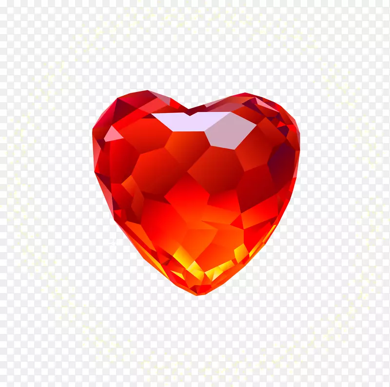 红色钻石心夹艺术-心钻石PNG图像