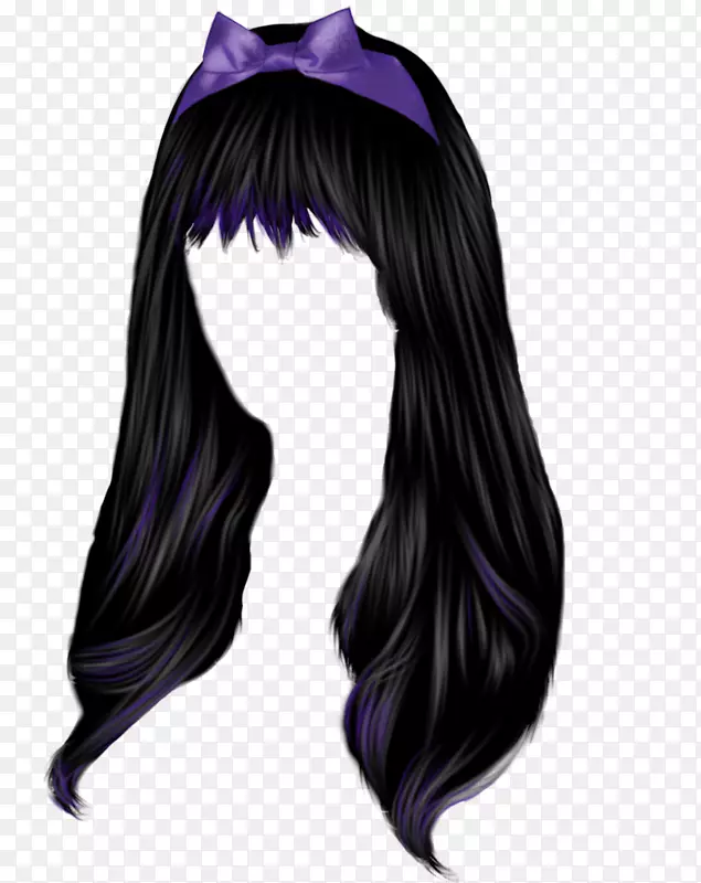 黑色发型长发-女性发PNG形象