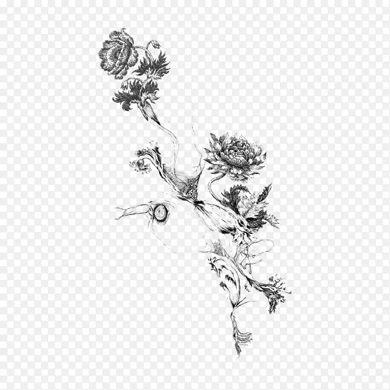 纹身鲜花-花纹身PNG图片