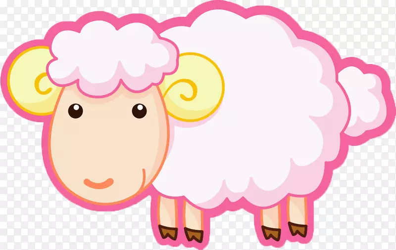 绵羊着色书卡通儿童剪贴画-绵羊
