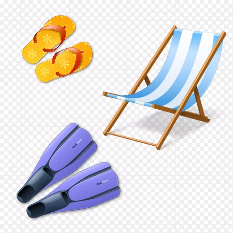 ICO泳衣图标-卡通沙滩椅及鞋鳍