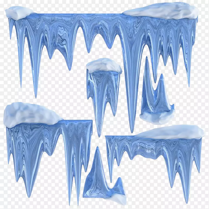 冰手绘蓝色冰柱