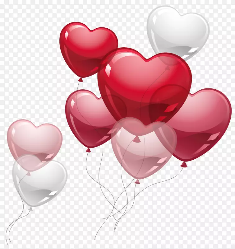 心脏气球夹艺术-可爱的心脏气球PNG剪贴画