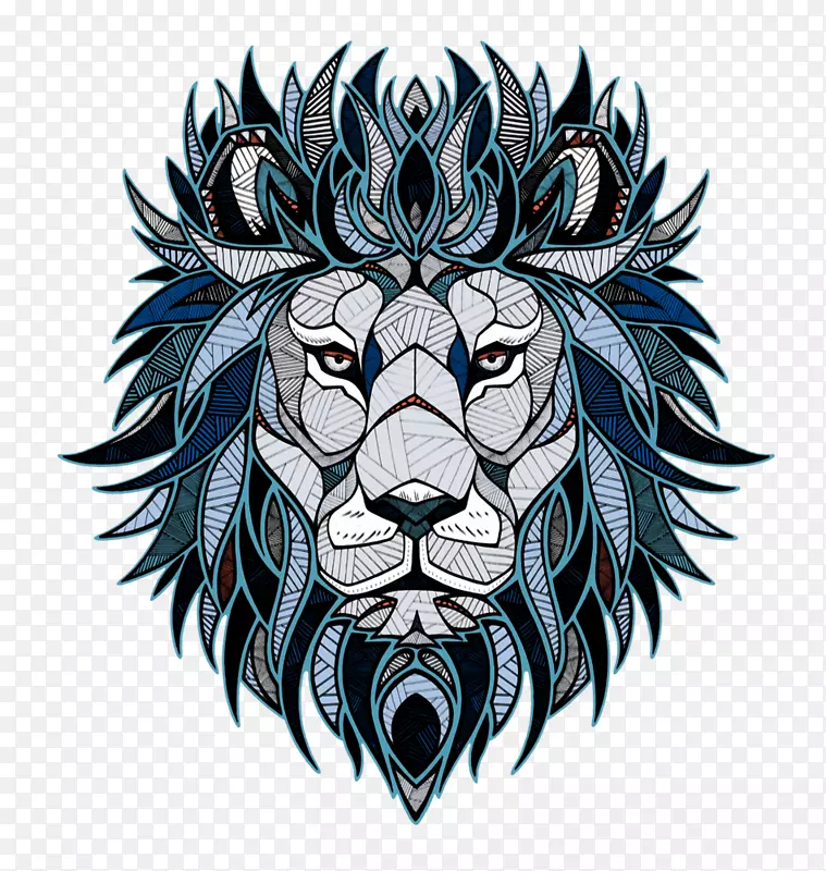 狮头兔t恤标志-创意狮头图案