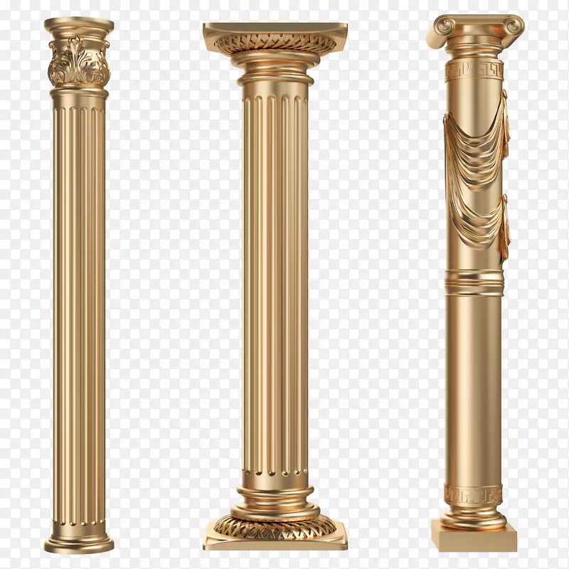 柱夹艺术-欧洲风格复古黄金罗马杆HD png
