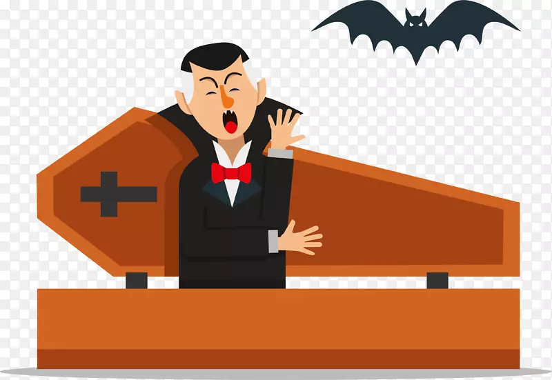 Adobe插画剪贴画-棺材里的吸血鬼