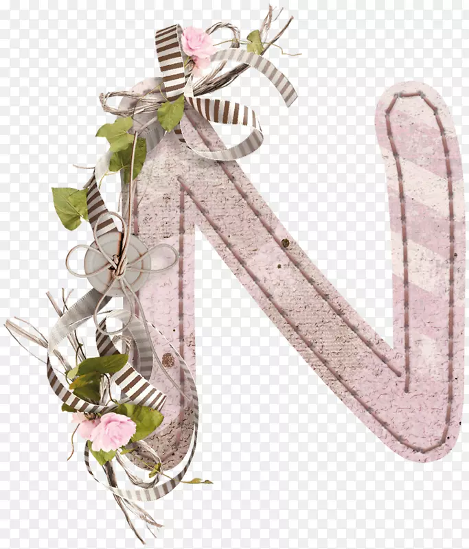 字母图标-花卉装饰字母n