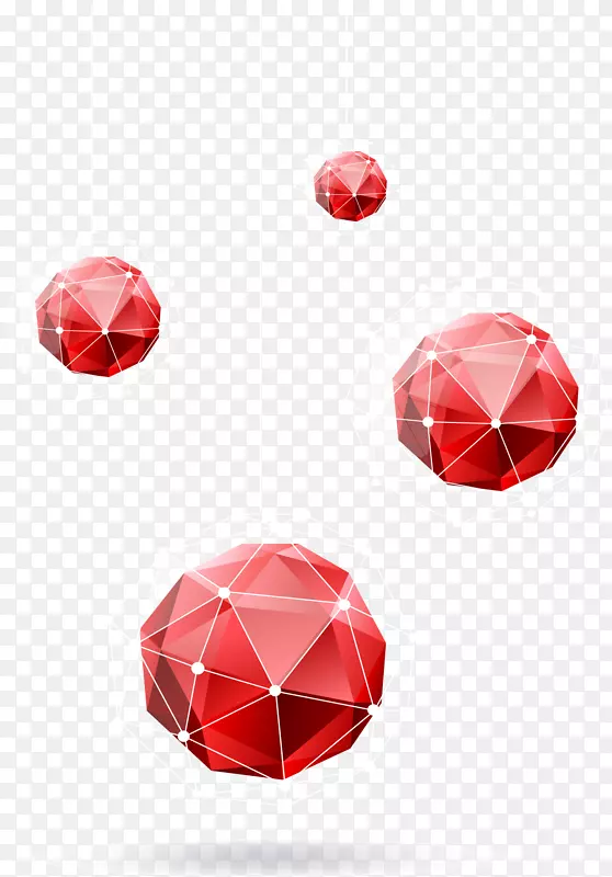 多边形三维计算机图形几何-红宝石低多边形装饰品