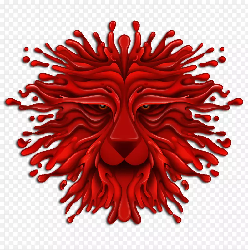 视觉艺术文字插图-艺术红狮头