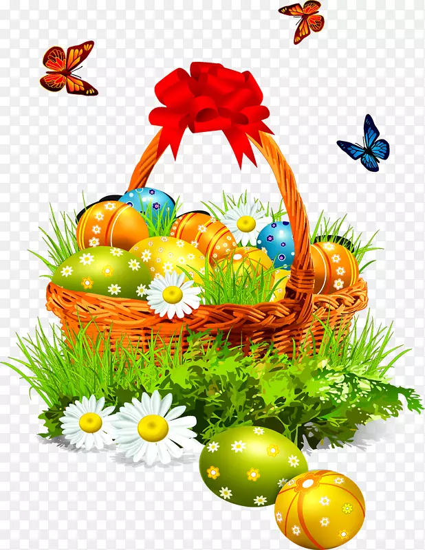 复活节兔子复活节篮子剪贴画-复活节彩蛋