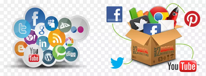 数字营销策略社交媒体营销理念-各种图标的集合
