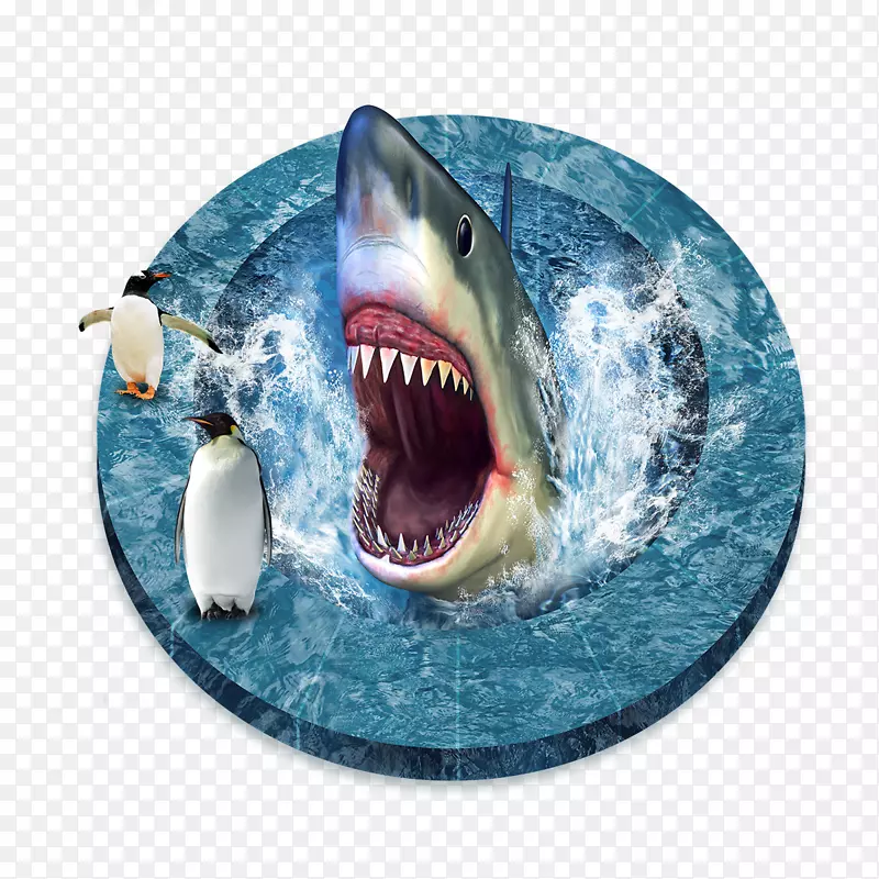 印刷浴室贴纸墙贴地板-鲨鱼