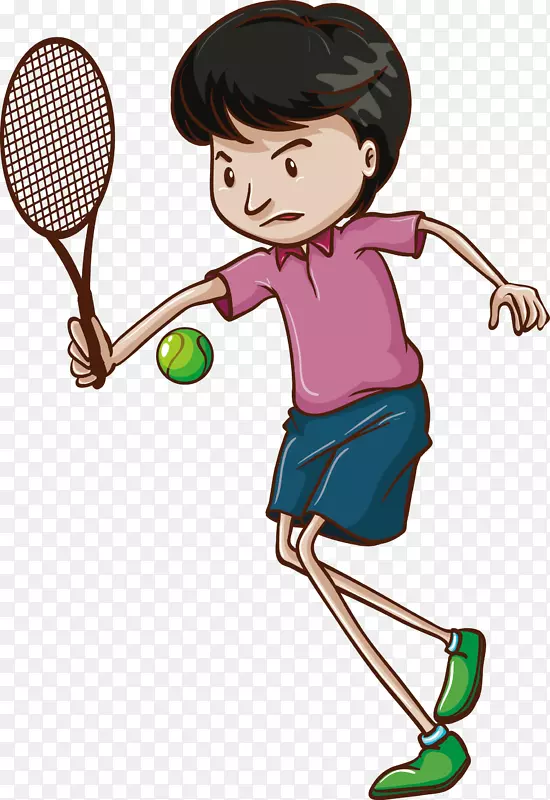 网球卡通插图-高中女生网球