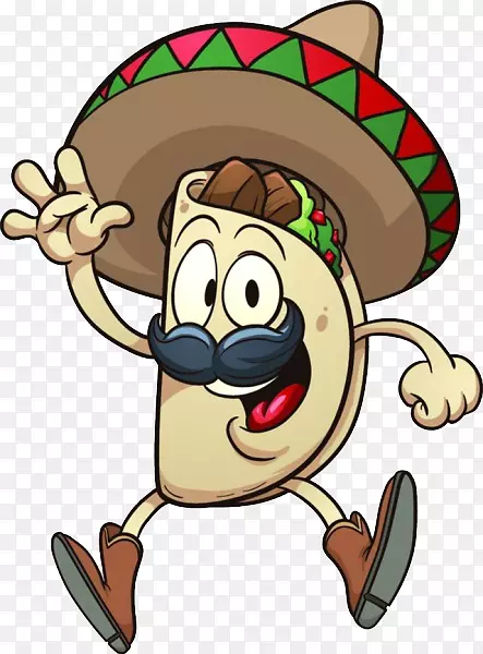 墨西哥塔科美食卡通剪贴画卡通玉米卷