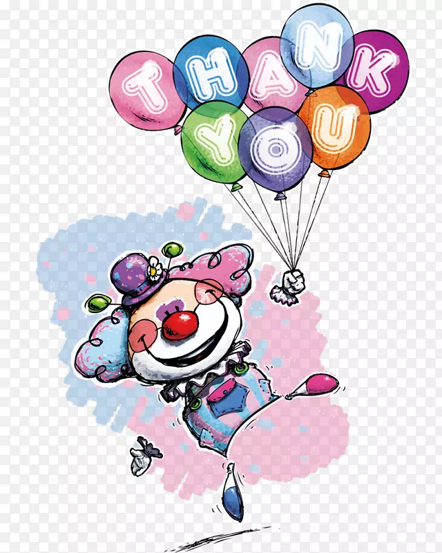 海报小丑插图-拿气球的小丑