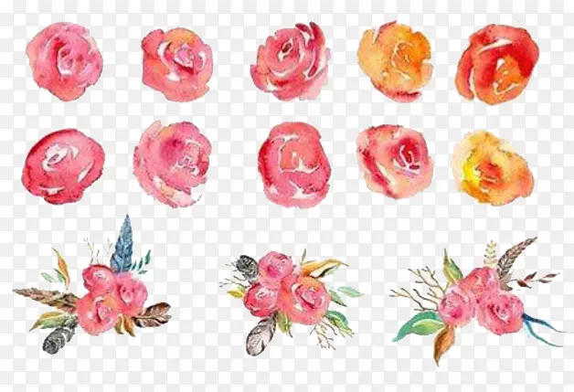 花束花园玫瑰水彩画