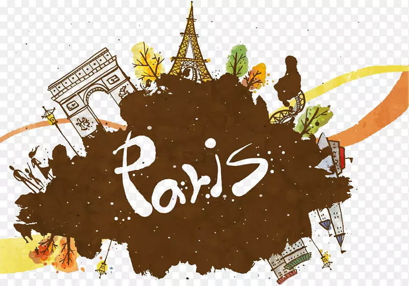 巴黎旅游海报插图-巴黎旅游