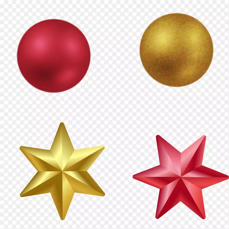 圣诞节六边形符号-金色红星和圆形