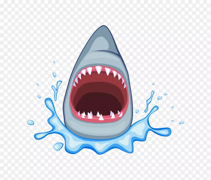 巨鲨卡通剪辑艺术-张开你的嘴鲨鱼