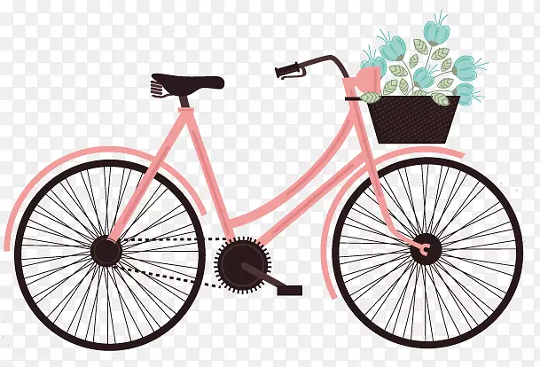 生活就像骑自行车。为了保持平衡，你必须继续前进。自行车贴纸剪贴画-充满粉红色的花朵，材料循环