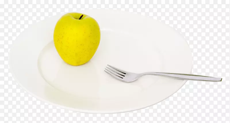叉子汤匙餐具材料.苹果和盘子上的叉子