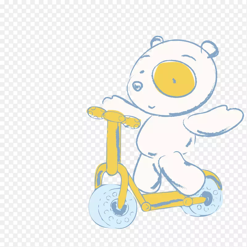 卡通插图-玩滑板车熊