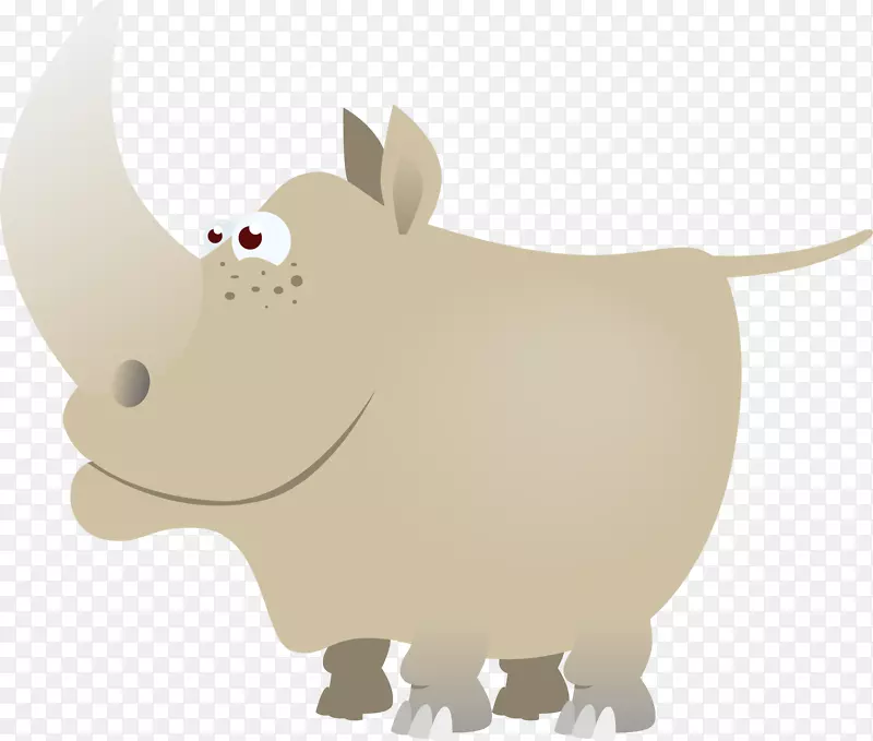 犀牛3D贴纸剪贴画卡通犀牛