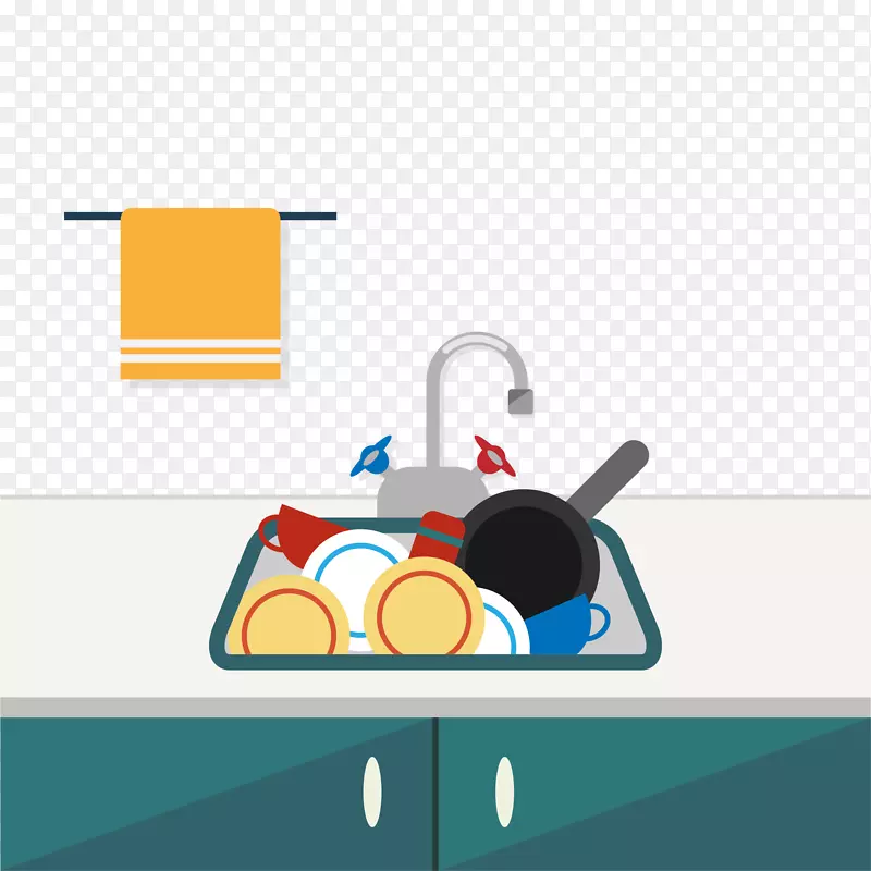 毛巾槽厨房卡通-卡通厨房水槽场景