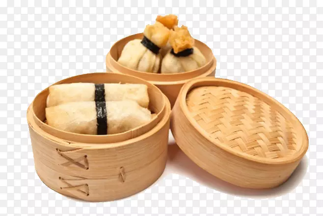 快餐船竹蒸笼菜-包子