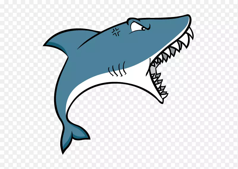 鲨鱼攻击剪辑艺术-卡通鲨鱼