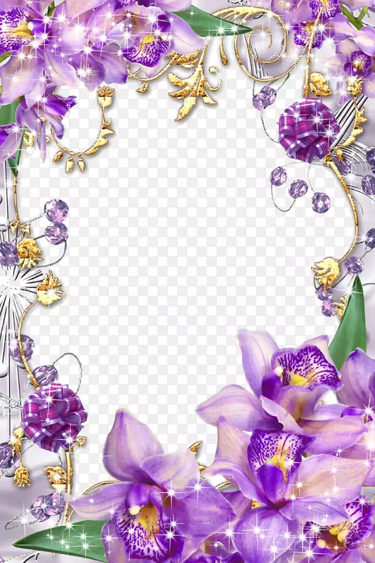 纸花紫色画框剪贴画紫色边框PNG透明图像
