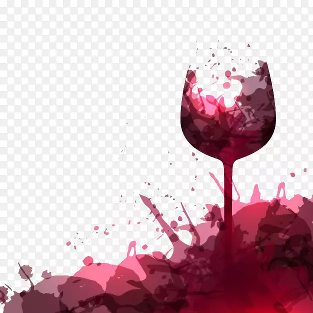红葡萄酒杯婚礼RSVP-无花果葡萄酒彩绘创意