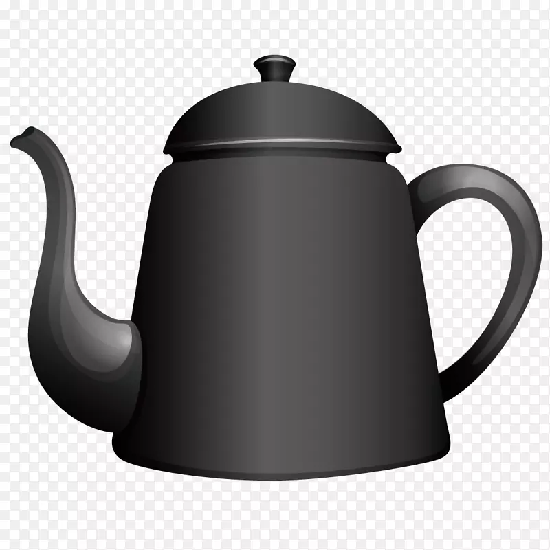 水壶皇室-免费茶壶插图-卡通水壶黑色