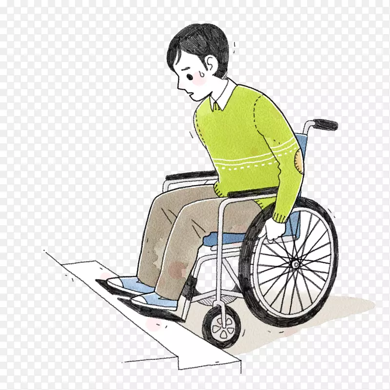 坐在轮椅上的残疾人-坐轮椅的人走上台阶