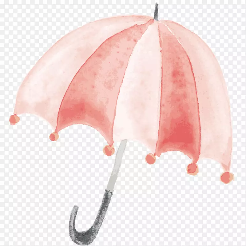 雨伞雨粉色水彩画-粉红色雨伞