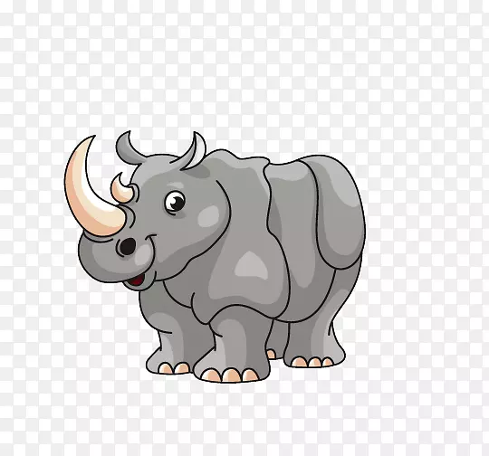 犀牛卡通插图-卡通犀牛