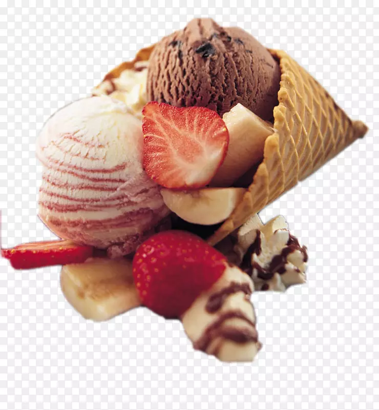 冰淇淋奶昔圣代华夫饼草莓冰淇淋