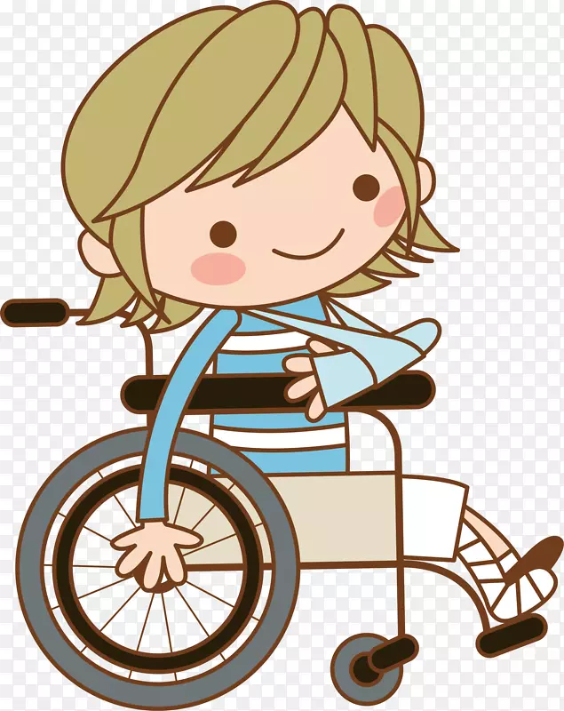 儿童卡通轮椅插图-一个轮椅病人