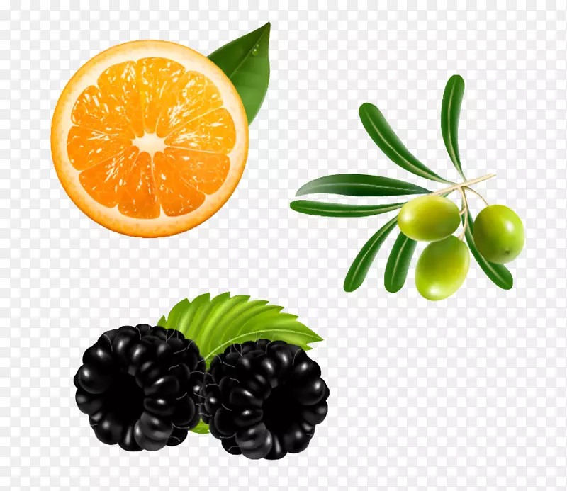 素菜，橙子，黑莓，水果，橙子，黑莓和橄榄。